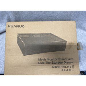 Huanuo Black Wire Mesh Monitor Stand w/Dual Tier Storage Drawers HNLM5 Open Box